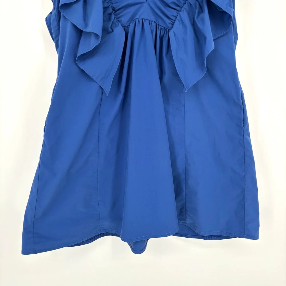 Anthropologie Blue Tassel Ruffled Waistless Mini Dress V-Neck Bold Blue Sz‎ S - Picture 9 of 13